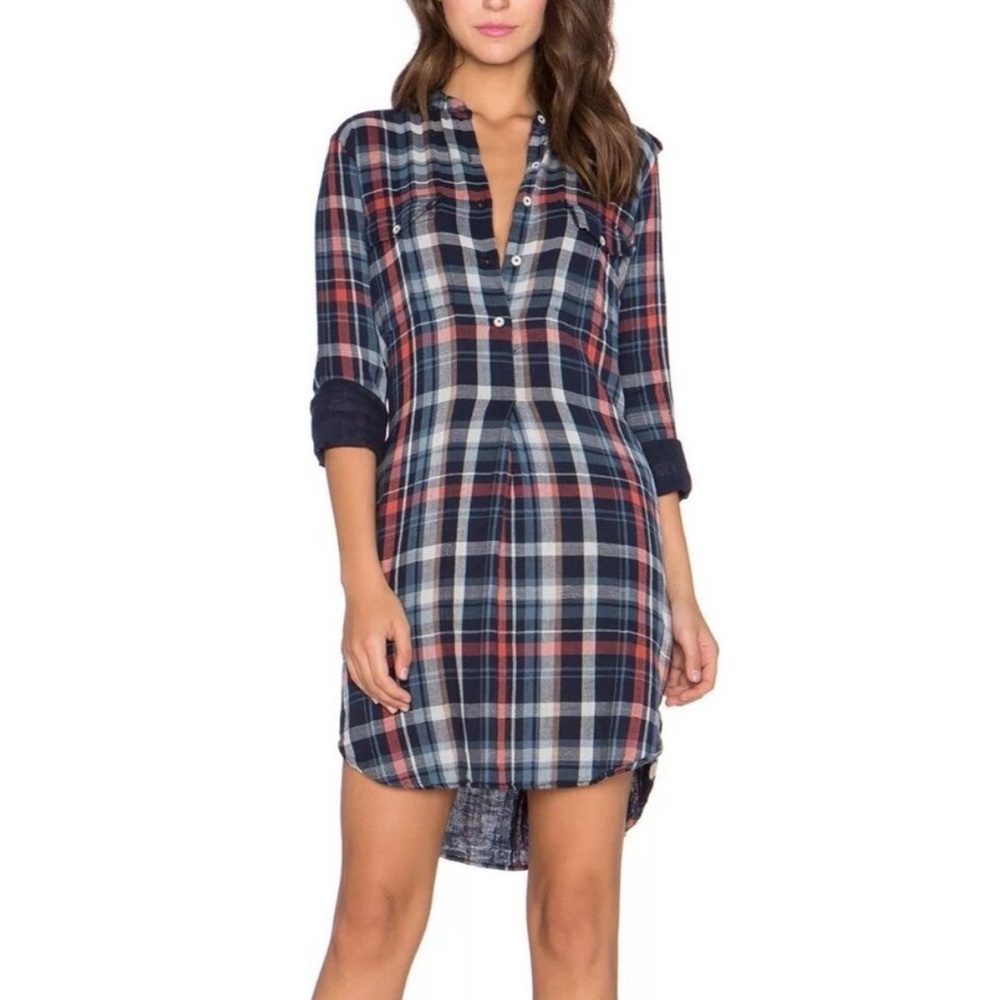 Velvet - Marks and Spencer Plaid Shirt Dress in Red and Blue